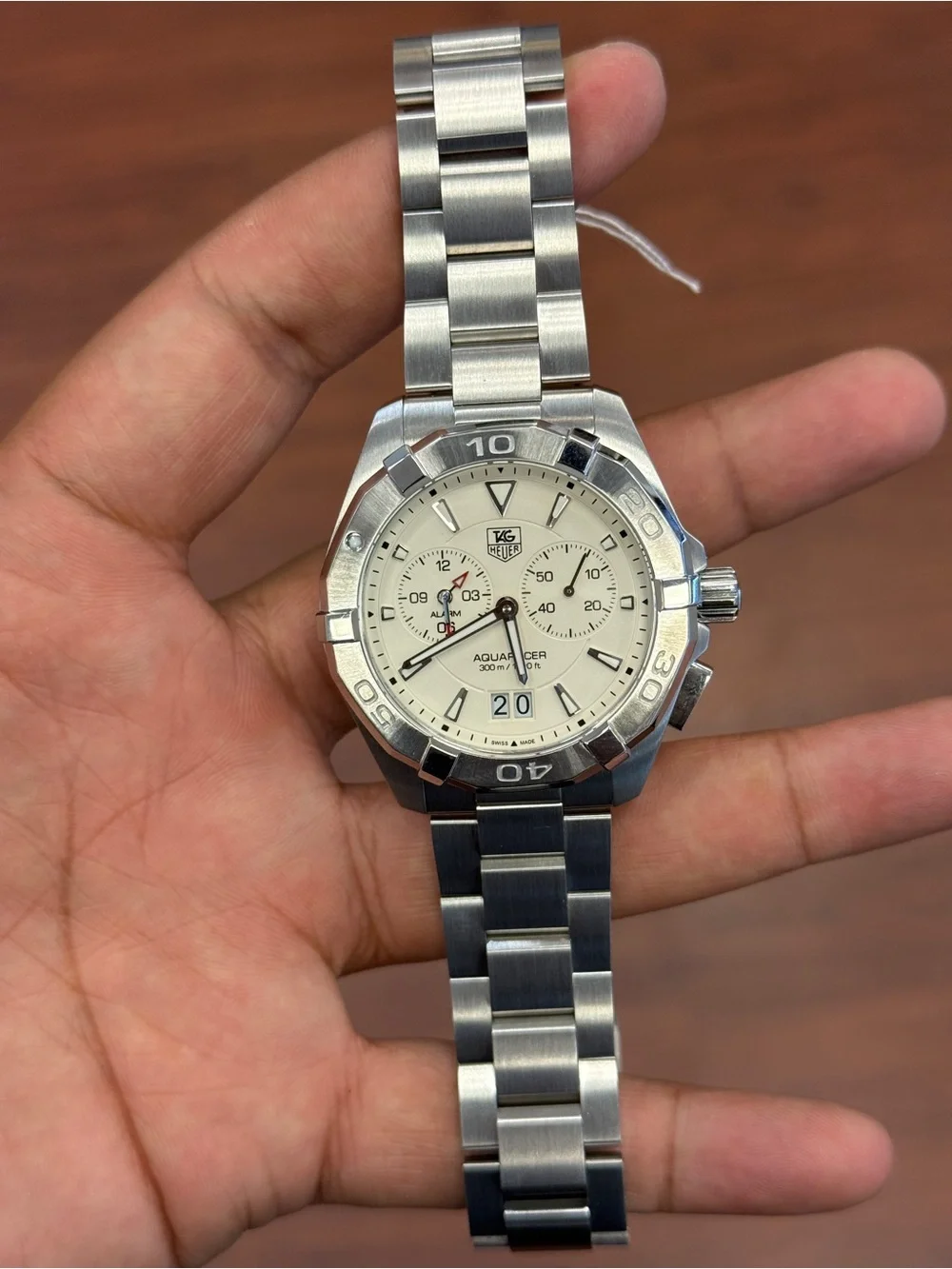 Tag Heuer Aquaracer WAY111Y 41mm Stainless Steel Watch - Cream Dial men’s